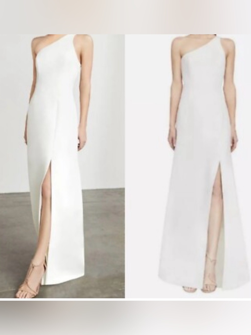 BCBGMaxAzria White One-Shoulder Gown with Choker Neck